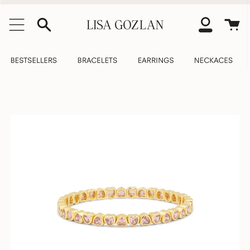 NIB Lisa Gozlan Gold and Pink Heart Bracelet